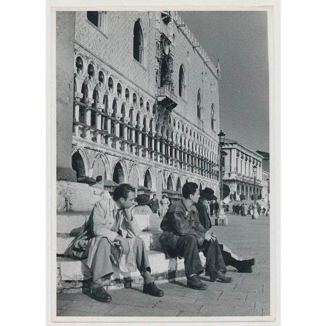 1950s Erich Andres, Venice: Men Sitting at Markus Square, Italy, 1950s, Black & White Photograph For Sale - Image 5 of 5