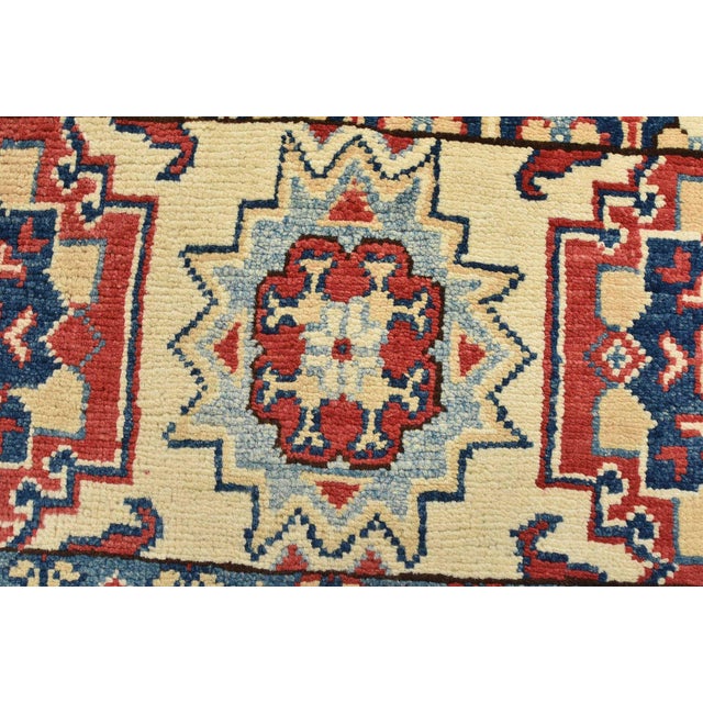 Kazak Rug 7'10'' X 9'9'' Beige Wool Tribal Hand-Knotted Oriental Carpet For Sale - Image 4 of 12