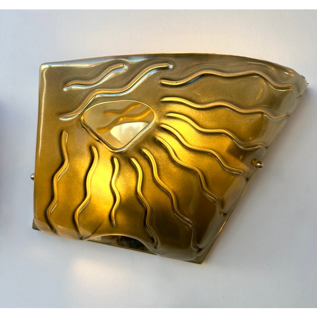 Contemporary Pair of Green Eyes Murano Glass and Brass Sconces, Italy For Sale - Image 10 of 12