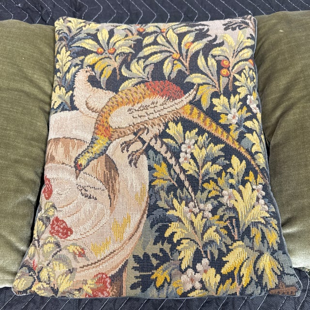 Textile French “Verdure” Needlepoint-Style Tapestry-Woven Pillows, Set of Five For Sale - Image 7 of 12