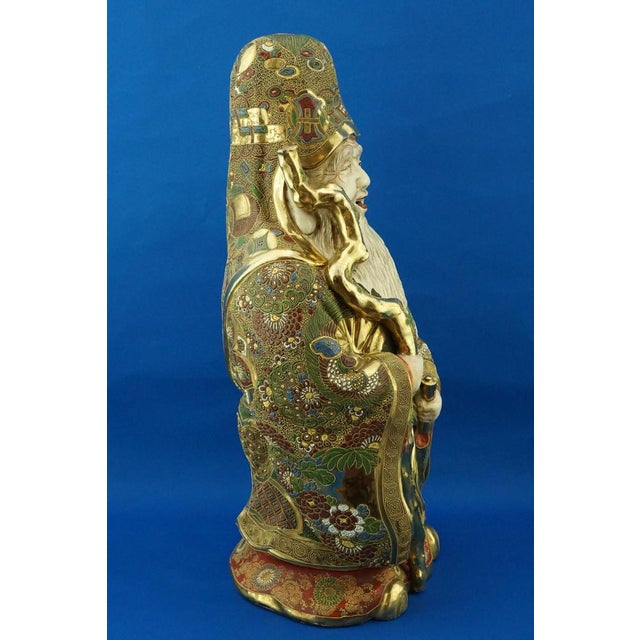 Large 19th Century Meiji Period Porcelain Sculpture of a Holy Monk from Satsuma, Japan, Late 1800s For Sale - Image 8 of 18