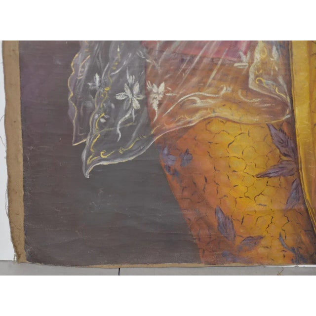 Young Asian Woman Oil on Canvas C.1940s For Sale - Image 4 of 10