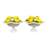 Italian Hand-Painted Majolica Lemon Compote Bowls by Ceramiche Arte D'Orgia, a Pair For Sale