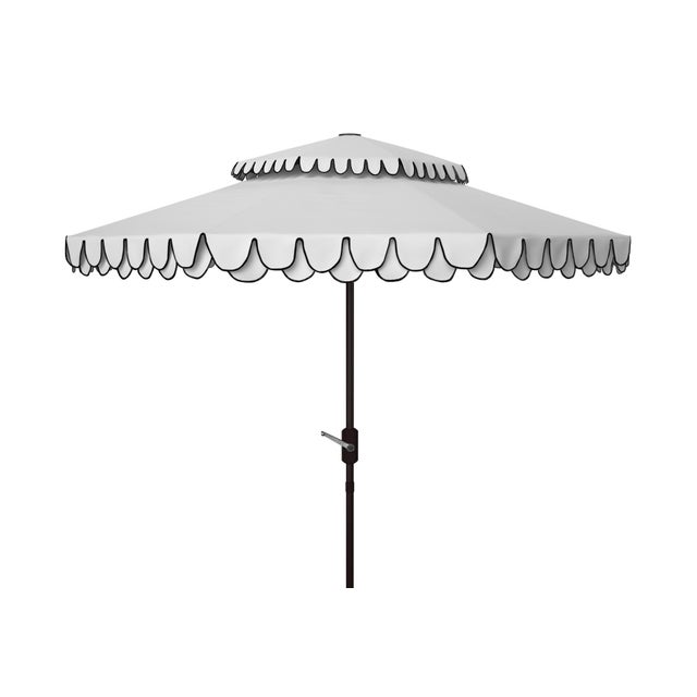 Elegant Valance 9Ft Double Top Umbrella, Ivory With Black Trim For Sale In Philadelphia - Image 6 of 6