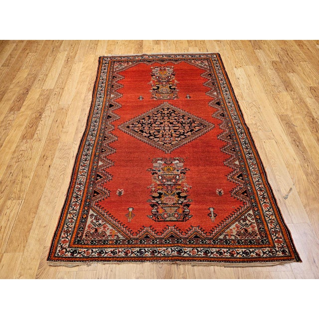 Vintage Malayer Area Rug, Hand-Knotted Wool, Geometric Tribal Pattern, 4x7, Terracotta & Navy For Sale - Image 13 of 18