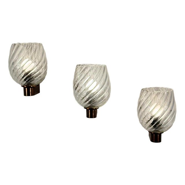 Spiral-Glass Wall Sconces attributed to Ercole Barovier for Barovier & Toso, 1940s, Set of 3 For Sale - Image 18 of 18