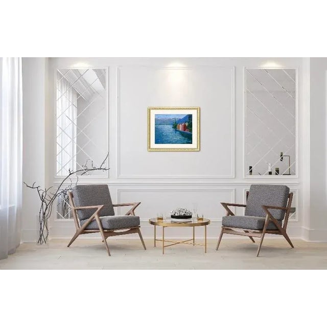 Contemporary Lake Como, Italy, Contemporary Oil Painting Wall Decor For Sale - Image 3 of 9
