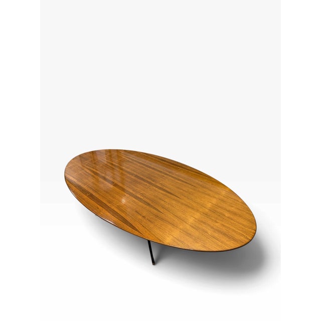 Wood 1960s Mid-Century Modern Attributed to Florence Knoll Large Oval Rosewood Table Desk (96") For Sale - Image 7 of 11