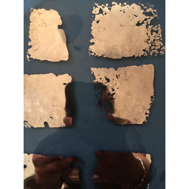 Square Aqua Teal & Gilt Gold Platinum Serving Platter Tray by Renown California Artisan Annieglass For Sale - Image 4 of 10