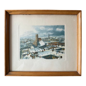 Vintage Framed Color German Scene Etching