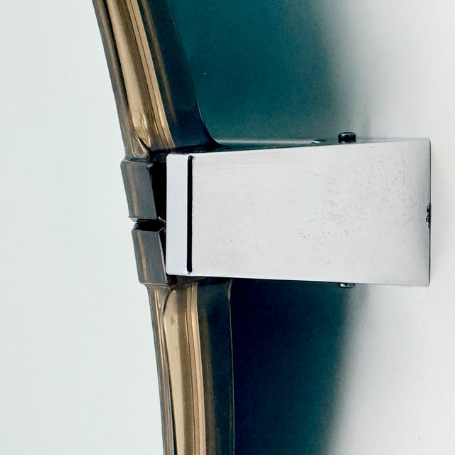 Glass Round Space Age Pivot Mirror in Smoked Acrylic from Allibert, France, 1970s For Sale - Image 7 of 11