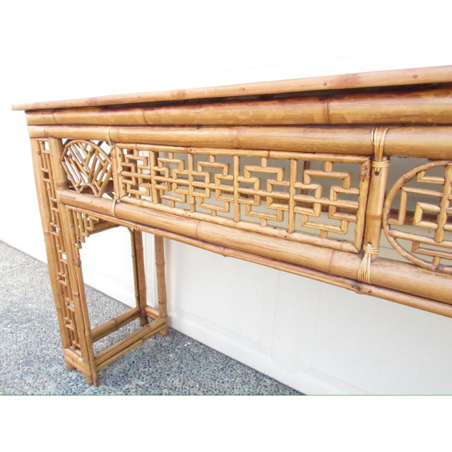 Antique Chinese Chippendale Bamboo Console or Altar Table For Sale - Image 17 of 18