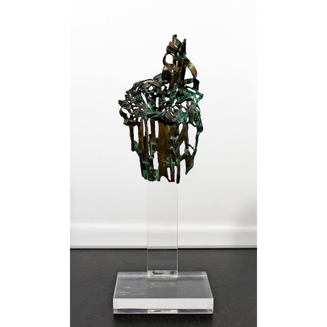 MidCentury Modern Brutalist Bronze Table Sculpture Signed Glen