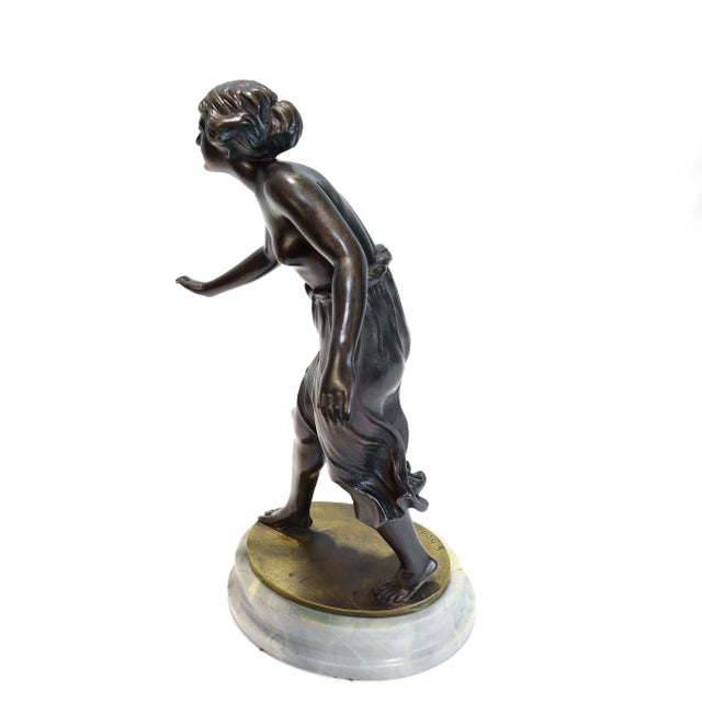 Art Deco Antique C. Rochlitz "Tänzerin" (Dancer) Bronze Sculpture, Circa 1920 For Sale - Image 3 of 14