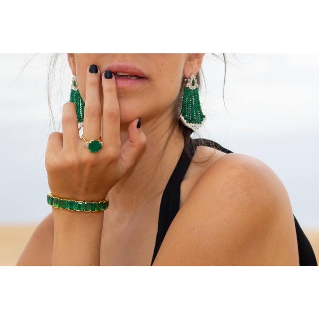 Ruby Red Bochic "Orient" Ruby & White Topaz Vintage 3 Gem Ring Set 18K & Silver For Sale - Image 8 of 18