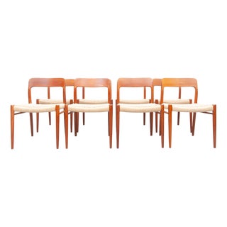 Dining Chairs Model 75 by Niels Otto Møller for J. L. Møller Møbelfabrik, 1950s, Set of 8 For Sale