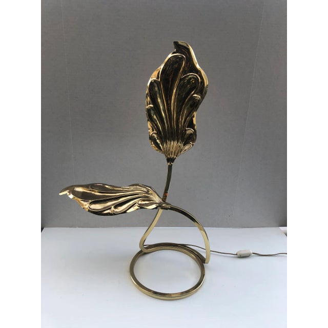 1970s Brass Leaf Desk Lamp For Sale - Image 5 of 5