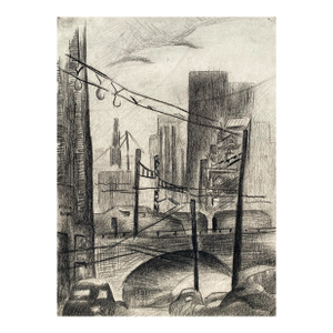 1940s Frank Wallace Philadelphia Cityscape