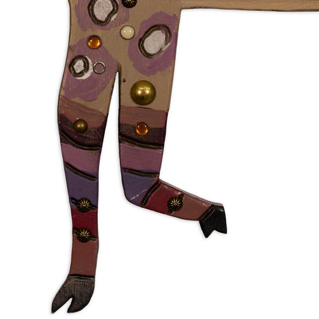 Folk Art Pat Custer Denison Mixed Media Hanging Folk Art Deer For Sale - Image 3 of 7