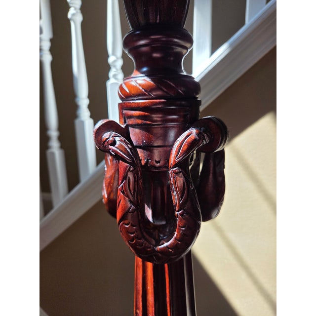Antique Torchier Carved Mahogany Display Plant Stand - 5 Foot For Sale In Indianapolis - Image 6 of 17