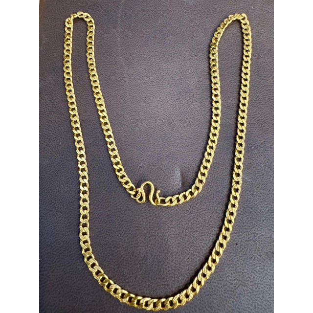 Gold 24 Karat Pure Gold Hand Made Yellow Gold LINK Chain Necklace, 37.7 Gm, 22 Inch For Sale - Image 8 of 18