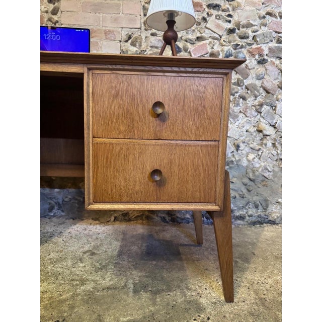 Vintage Danish Oak Kneehole Desk from Meredew, 1950s For Sale - Image 12 of 18