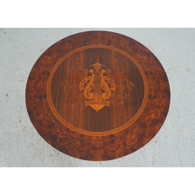 Neoclassical Rho Mobili Neoclassical Inlaid Pedestal Lamp Center Table For Sale - Image 3 of 13