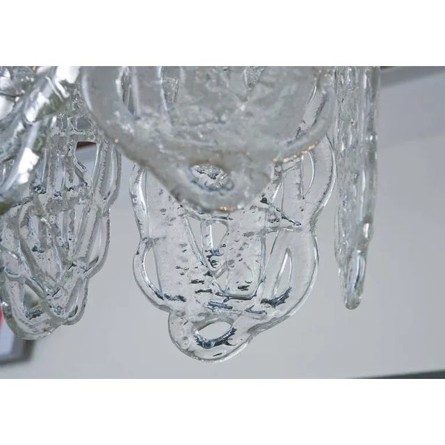 White Vintage Murano Italian Mazzega White Glass Pretzel Pendants Chandelier With Nickel Silver Cage For Sale - Image 8 of 8