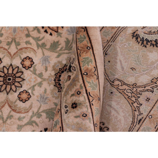 Textile Elegant 1990's Pak-Persian Beige/Green Wool Rug - 9'1'' X 12'4'' For Sale - Image 7 of 9