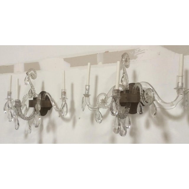 Mid 19th Century Antique Blown and Cut Crystal Sconces - a Pair For Sale - Image 5 of 11