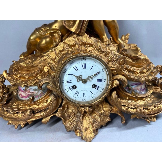 1860s Japy Freres Louis XVI Gold Bronze Sevres Clock For Sale - Image 4 of 18