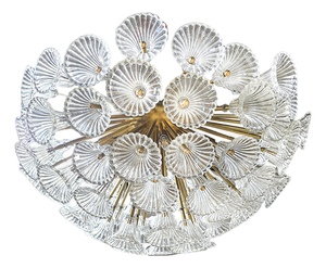 Vintage Glass and Gold-Plated Brass Ceiling Light, 1980s