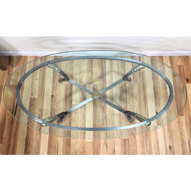 Metal Vintage Italian 20th C Mid-Century Modern Steel & Brass Ram Head Coffee Table For Sale - Image 7 of 18