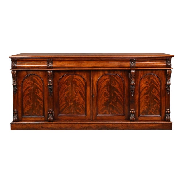 Victorian Flame Mahogany Four-Door Sideboard, 1860 For Sale