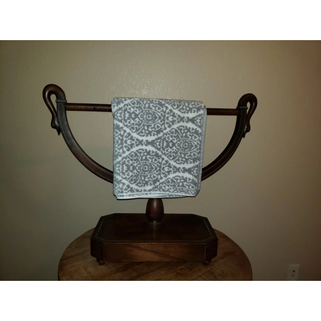 Beautiful one-of-a-kind piece repurposed into a towel stand! Great for the bathroom or kitchen, as a quilt or blanket...