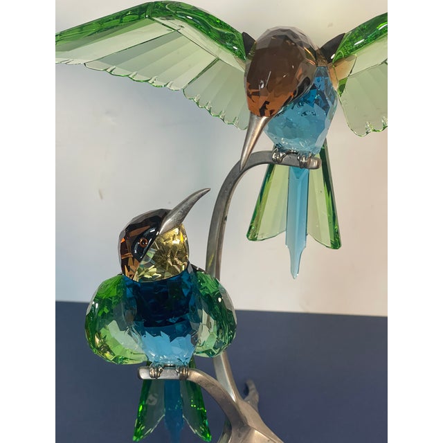 Glass 1970s Swarovski Birds of Paradise Bee Eaters Heinz Tabertshofer 957128 Crystal Sculpture in Box For Sale - Image 7 of 10