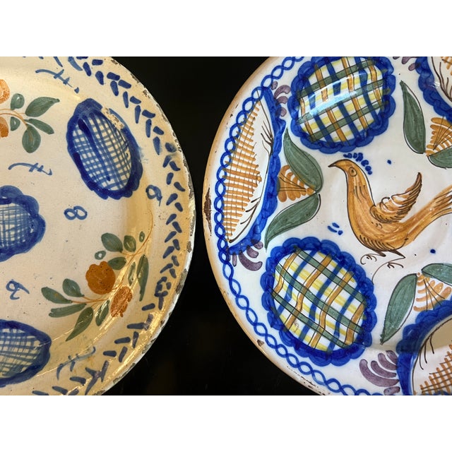 Blue Antique Spanish Faience Plate Set, Hand Painted, Catalonia, Circa 1900 For Sale - Image 8 of 16