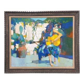 Nicola Simbari 20th C. Italian Original Oil Painting Young Woman Capri 1965 For Sale