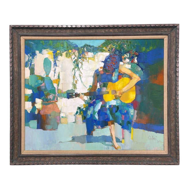 Nicola Simbari 20th C. Italian Original Oil Painting Young Woman Capri 1965 For Sale