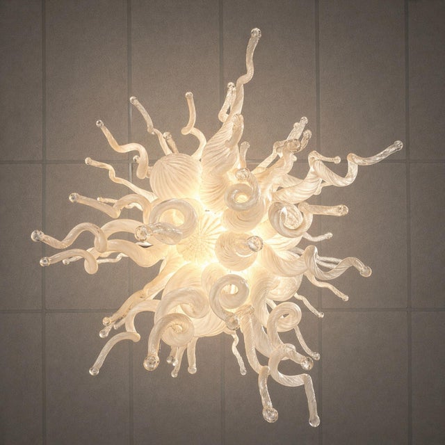1980s Large Vintage Murano Hand Blown Glass Chandelier, Italian Modern Lighting For Sale - Image 5 of 18