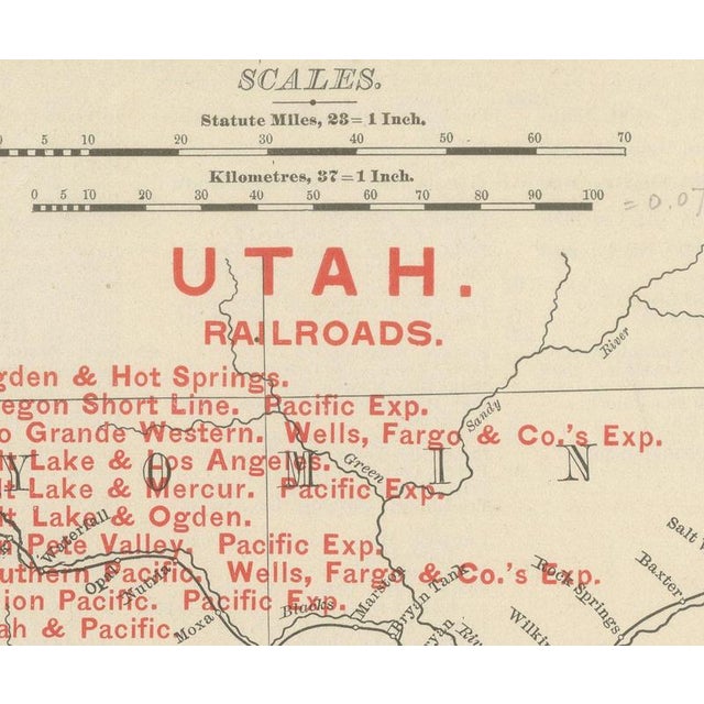Antique Map of Utah The Beehive State by Ran McNally, 1899 For Sale - Image 3 of 12