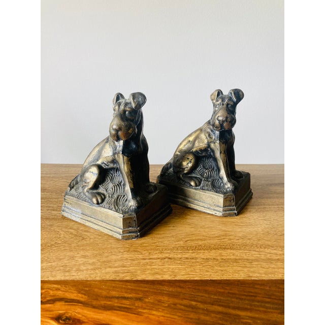 Vintage Airedale Terrier Book Ends Dog Home Bronze Decor Set of 2 Heavy Office Library For Sale In Portland, OR - Image 6 of 9