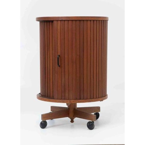 Swivel Teak Mobile Bar, Italy, 1960s For Sale - Image 3 of 7