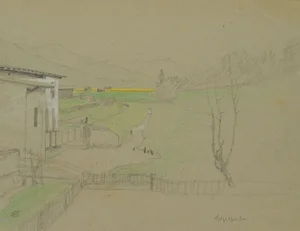 H. Christiansen, Landscape Near Litzlfelden in Tyrol, 1920, Pencil