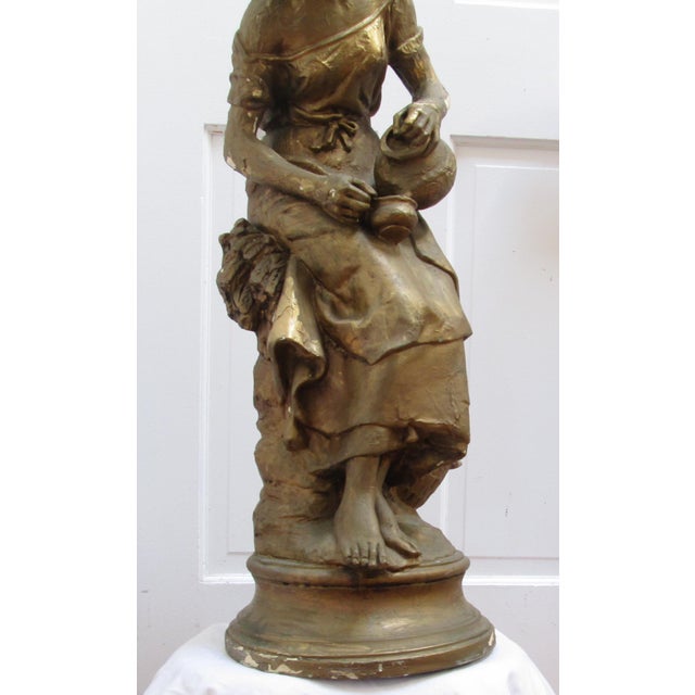 Metal Sculptural Antique Gilt Lamp Attributed to Mathurin Moreau For Sale - Image 7 of 11