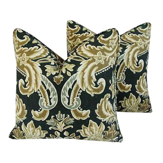 Designer Kravet Lutron Old World Linen Feather/Down Pillows 22" Square - Pair For Sale - Image 10 of 10