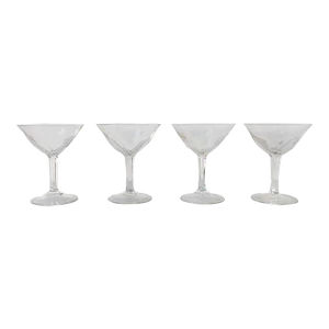 Set of 4 Faceted Gevaert Stemmed Cordial Glasses in the Style of Val St Lambert