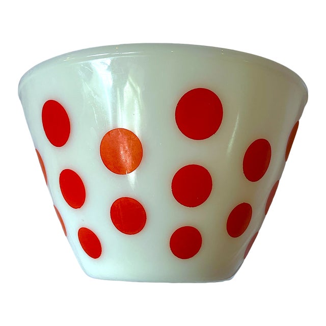 1940s FireKing Red Polkadot on White Mixing or Serving Bowl For Sale