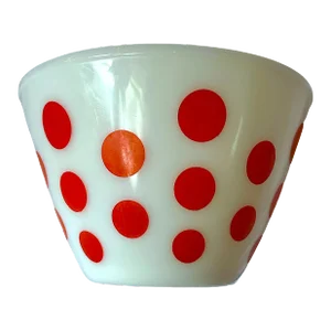 1940s FireKing Red Polkadot on White Mixing or Serving Bowl