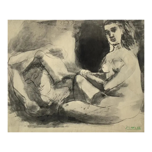 After Pablo Picasso Homme Couche Et Femme Assise 1967